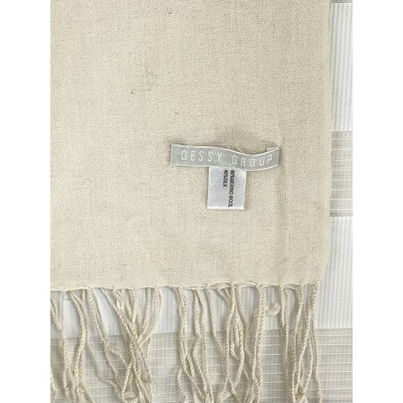 Dessy Group Ivory Neutral Wool/Silk Scarf/Stole With Tassels - Picture 2 of 4